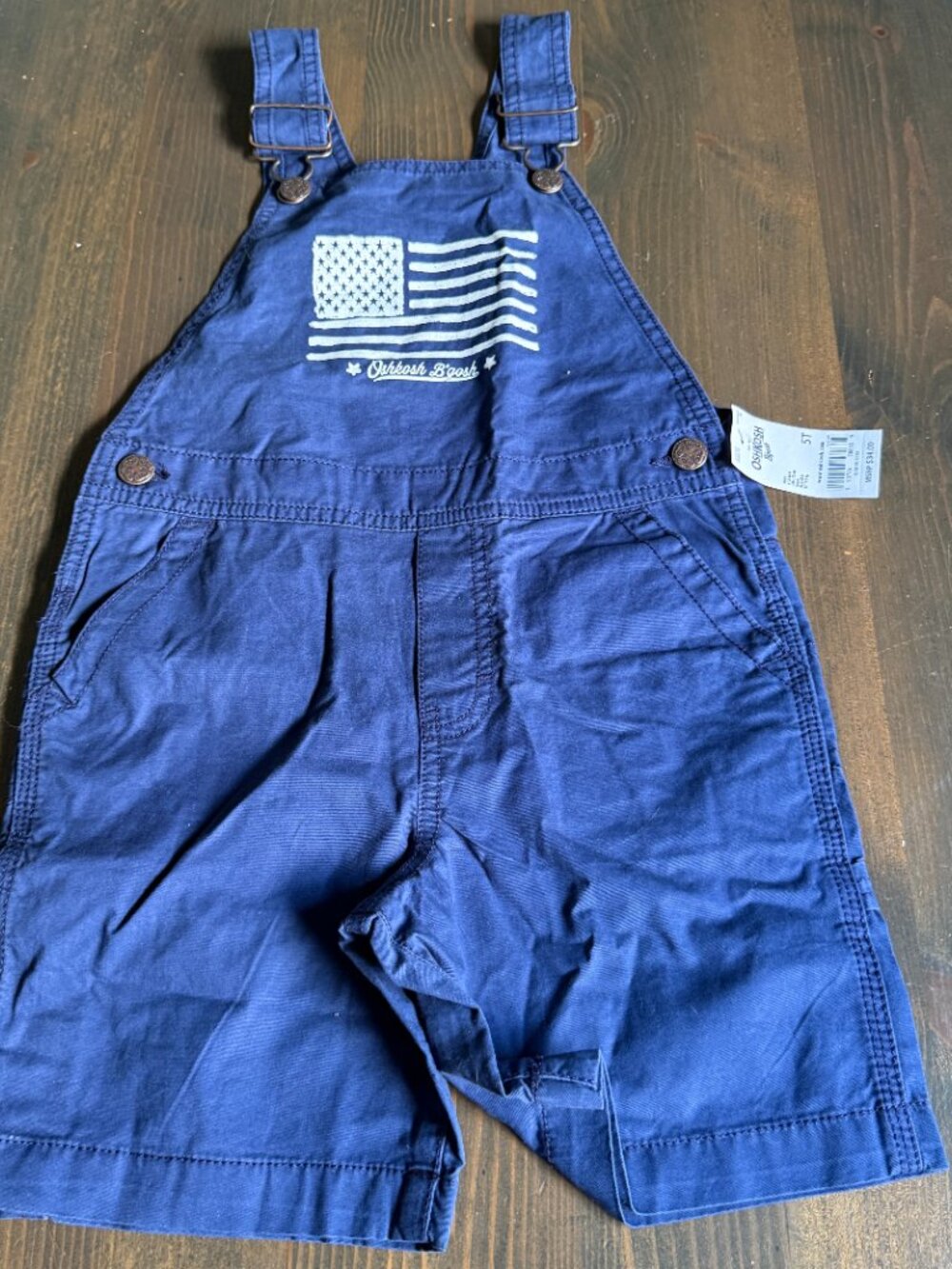 New OshKosh Boy USA Flag Short Overalls NWT 5T Vestbak Shorts
